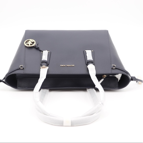 Michael Kors Voyager Leather Tote Shoulder Bag Admiral Blue Navy - Picture 8 of 16